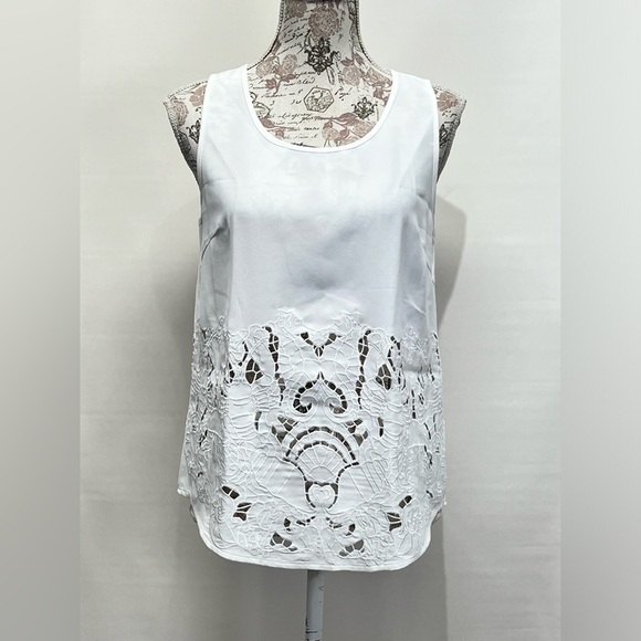 🛍️ White SUGARLIPS Cutout‎ sleeveless blouse size S. - Picture 1 of 13